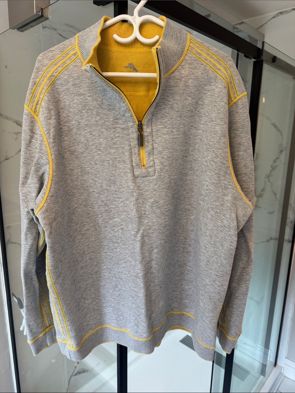 Tommy Bahama Reversible Gray and Yellow or Yellow and Gray 1/4-Zip